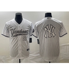 Men's New York Yankees Big Logo White Pinstripe Cool Base Stitched Baseball Jersey Men's New York Yankees Big Logo White Pinstripe Cool Base Stitched Baseball Jersey