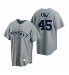 Mens Nike New York Yankees 45 Gerrit Cole Gray Cooperstown Collection Road Stitched Baseball Jersey Mens Nike New York Yankees 45 Gerrit Cole Gray Cooperstown Collection Road Stitched Baseball Jersey