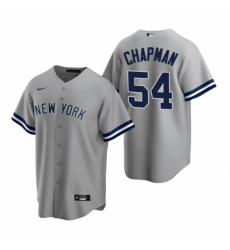 Mens Nike New York Yankees 54 Aroldis Chapman Gray Road Stitched Baseball Jerse Mens Nike New York Yankees 54 Aroldis Chapman Gray Road Stitched Baseball Jerse