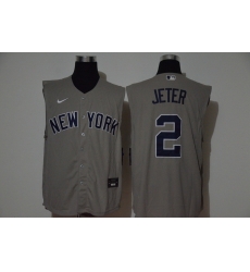 Yankees 2 Derek Jeter Gray Nike Cool Base Sleeveless Jersey Yankees 2 Derek Jeter Gray Nike Cool Base Sleeveless Jersey