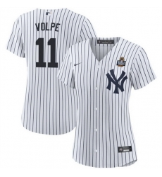 Women New York Yankees 11 Anthony Volpe White 2024 World Series With Name Cool Base Stitched Baseball Jersey Women New York Yankees 11 Anthony Volpe White 2024 World Series With Name Cool Base Stitched Baseball Jersey
