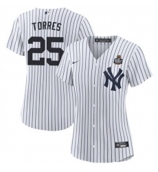 Women New York Yankees 25 Gleyber Torres White 2024 World Series Cool Base Stitched Baseball Jersey Women New York Yankees 25 Gleyber Torres White 2024 World Series Cool Base Stitched Baseball Jersey