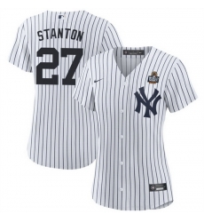 Women New York Yankees 27 Giancarlo Stanton White 2024 World Series Cool Base Stitched Baseball Jersey Women New York Yankees 27 Giancarlo Stanton White 2024 World Series Cool Base Stitched Baseball Jersey