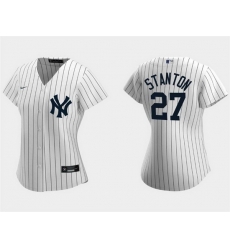 Women New York Yankees 27 Giancarlo Stanton White Cool Base Stitched Jersey Run Small Women New York Yankees 27 Giancarlo Stanton White Cool Base Stitched Jersey Run Small