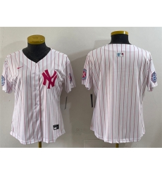 Women New York Yankees Blank White Pink Pinstripe Limited Stitched Baseball Jersey Women New York Yankees Blank White Pink Pinstripe Limited Stitched Baseball Jersey