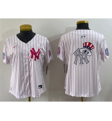 Women New York Yankees Team Big Logo White Pink Pinstripe Limited Stitched Baseball Jersey 004 Women New York Yankees Team Big Logo White Pink Pinstripe Limited Stitched Baseball Jersey 004