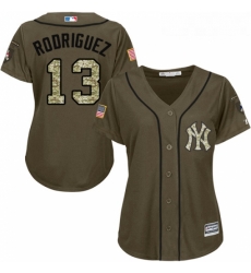 Womens Majestic New York Yankees 13 Alex Rodriguez Authentic Green Salute to Service MLB Jersey Womens Majestic New York Yankees 13 Alex Rodriguez Authentic Green Salute to Service MLB Jersey
