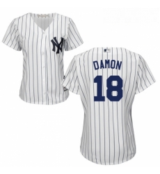 Womens Majestic New York Yankees 18 Johnny Damon Replica White Home MLB Jersey Womens Majestic New York Yankees 18 Johnny Damon Replica White Home MLB Jersey