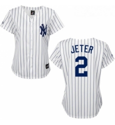 Womens Majestic New York Yankees 2 Derek Jeter Replica WhiteBlack Strip MLB Jersey Womens Majestic New York Yankees 2 Derek Jeter Replica WhiteBlack Strip MLB Jersey