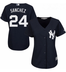 Womens Majestic New York Yankees 24 Gary Sanchez Replica Navy Blue Alternate MLB Jersey Womens Majestic New York Yankees 24 Gary Sanchez Replica Navy Blue Alternate MLB Jersey