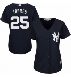 Womens Majestic New York Yankees 25 Gleyber Torres Authentic Navy Blue Alternate MLB Jersey Womens Majestic New York Yankees 25 Gleyber Torres Authentic Navy Blue Alternate MLB Jersey
