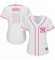 Womens Majestic New York Yankees 31 Aaron Hicks Replica White Fashion Cool Base MLB Jersey Womens Majestic New York Yankees 31 Aaron Hicks Replica White Fashion Cool Base MLB Jersey