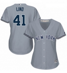 Womens Majestic New York Yankees 41 Adam Lind Authentic Grey Road MLB Jersey Womens Majestic New York Yankees 41 Adam Lind Authentic Grey Road MLB Jersey