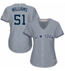 Womens Majestic New York Yankees 51 Bernie Williams Replica Grey Road MLB Jersey Womens Majestic New York Yankees 51 Bernie Williams Replica Grey Road MLB Jersey
