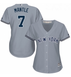 Womens Majestic New York Yankees 7 Mickey Mantle Replica Grey Road MLB Jersey Womens Majestic New York Yankees 7 Mickey Mantle Replica Grey Road MLB Jersey