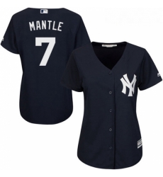 Womens Majestic New York Yankees 7 Mickey Mantle Replica Navy Blue Alternate MLB Jersey Womens Majestic New York Yankees 7 Mickey Mantle Replica Navy Blue Alternate MLB Jersey