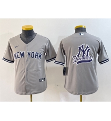 Youth New York Yankees Gray Team Big Logo Cool Base Stitched Baseball Jersey 2 Youth New York Yankees Gray Team Big Logo Cool Base Stitched Baseball Jersey 2