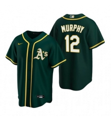Men Oakland Athletics 12 Sean Murphy Green Cool Base Stitched Jersey Men Oakland Athletics 12 Sean Murphy Green Cool Base Stitched Jersey