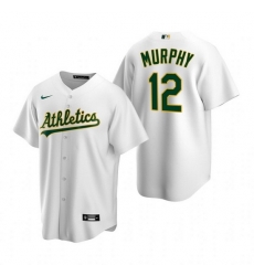 Men Oakland Athletics 12 Sean Murphy White Cool Base Stitched Jersey Men Oakland Athletics 12 Sean Murphy White Cool Base Stitched Jersey