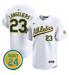 Men Oakland Athletics 23 Shea Langeliers White 2024 Home Limited With Rickey Henderson Patch Stitched Jersey Men Oakland Athletics 23 Shea Langeliers White 2024 Home Limited With Rickey Henderson Patch Stitched Jersey