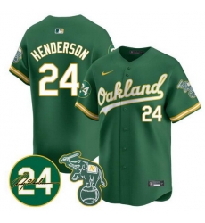 Men Oakland Athletics 24 Ricky Henderson Green 2024 Limited With Patch Stitched Jersey Men Oakland Athletics 24 Ricky Henderson Green 2024 Limited With Patch Stitched Jersey