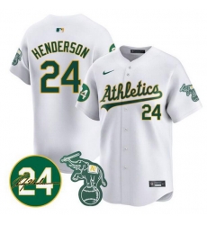 Men Oakland Athletics 24 Ricky Henderson White 2024 Home Limited With Patch Stitched Jersey Men Oakland Athletics 24 Ricky Henderson White 2024 Home Limited With Patch Stitched Jersey