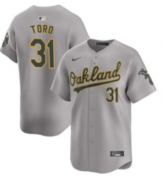 Men Oakland Athletics 31 Abraham Toro Grey 2024 Away Limited Stitched Jersey Men Oakland Athletics 31 Abraham Toro Grey 2024 Away Limited Stitched Jersey