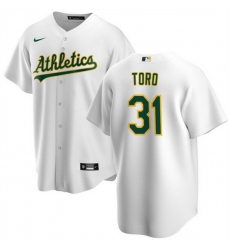 Men Oakland Athletics 31 Abraham Toro White Cool Base Stitched Jersey Men Oakland Athletics 31 Abraham Toro White Cool Base Stitched Jersey