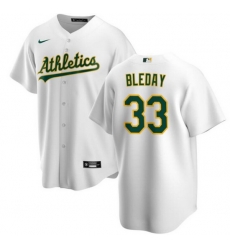 Men Oakland Athletics 33 JJ Bleday White Cool Base Stitched Jersey Men Oakland Athletics 33 JJ Bleday White Cool Base Stitched Jersey