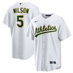 Men Oakland Athletics 5 Jacob Wilson White Cool Base Stitched Jersey