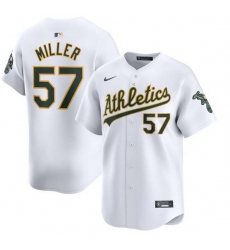 Men Oakland Athletics 57 Mason Miller White Home Limited Stitched Jersey Men Oakland Athletics 57 Mason Miller White Home Limited Stitched Jersey