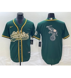 Men Oakland Athletics Green Team Big Logo Cool Base Stitched Baseball Jersey 001 Men Oakland Athletics Green Team Big Logo Cool Base Stitched Baseball Jersey 001