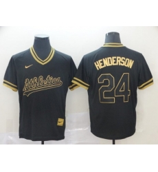 Men Oakland Athletics Rickey Henderson Black Gold Cooperstown Collection Legend V Neck Jersey Men Oakland Athletics Rickey Henderson Black Gold Cooperstown Collection Legend V Neck Jersey