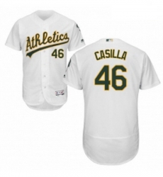 Mens Majestic Oakland Athletics 46 Santiago Casilla White Flexbase Authentic Collection MLB Jersey Mens Majestic Oakland Athletics 46 Santiago Casilla White Flexbase Authentic Collection MLB Jersey