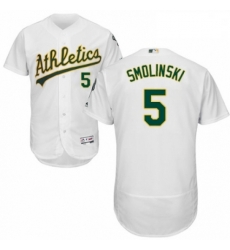 Mens Majestic Oakland Athletics 5 Jake Smolinski White Home Flex Base Authentic Collection MLB Jersey Mens Majestic Oakland Athletics 5 Jake Smolinski White Home Flex Base Authentic Collection MLB Jersey