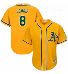 Mens Majestic Oakland Athletics 8 Jed Lowrie Replica Gold Alternate 2 Cool Base MLB Jersey Mens Majestic Oakland Athletics 8 Jed Lowrie Replica Gold Alternate 2 Cool Base MLB Jersey