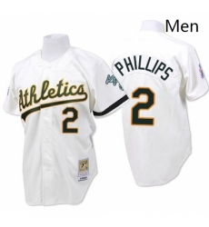 Mens Mitchell and Ness Oakland Athletics 2 Tony Phillips Authentic White Throwback MLB Jersey Mens Mitchell and Ness Oakland Athletics 2 Tony Phillips Authentic White Throwback MLB Jersey