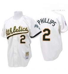 Mens Mitchell and Ness Oakland Athletics 2 Tony Phillips Replica White Throwback MLB Jersey Mens Mitchell and Ness Oakland Athletics 2 Tony Phillips Replica White Throwback MLB Jersey