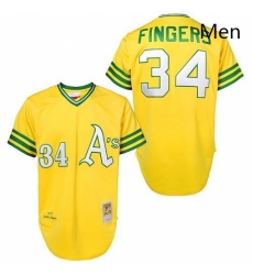 Mens Mitchell and Ness Oakland Athletics 34 Rollie Fingers Replica Gold Throwback MLB Jersey Mens Mitchell and Ness Oakland Athletics 34 Rollie Fingers Replica Gold Throwback MLB Jersey