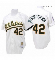 Mens Mitchell and Ness Oakland Athletics 42 Dave Henderson Authentic White Throwback MLB Jersey Mens Mitchell and Ness Oakland Athletics 42 Dave Henderson Authentic White Throwback MLB Jersey