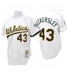 Mens Mitchell and Ness Oakland Athletics 43 Dennis Eckersley Authentic White Throwback MLB Jersey Mens Mitchell and Ness Oakland Athletics 43 Dennis Eckersley Authentic White Throwback MLB Jersey