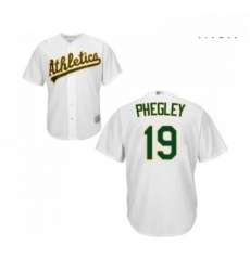 Mens Oakland Athletics 19 Josh Phegley Replica White Home Cool Base Baseball Jersey Mens Oakland Athletics 19 Josh Phegley Replica White Home Cool Base Baseball Jersey