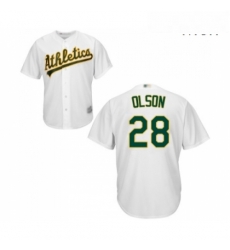Mens Oakland Athletics 28 Matt Olson Replica White Home Cool Base Baseball Jersey Mens Oakland Athletics 28 Matt Olson Replica White Home Cool Base Baseball Jersey