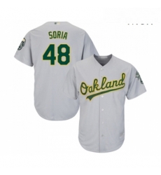 Mens Oakland Athletics 48 Joakim Soria Replica Grey Road Cool Base Baseball Jersey Mens Oakland Athletics 48 Joakim Soria Replica Grey Road Cool Base Baseball Jersey