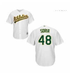 Mens Oakland Athletics 48 Joakim Soria Replica White Home Cool Base Baseball Jersey Mens Oakland Athletics 48 Joakim Soria Replica White Home Cool Base Baseball Jersey
