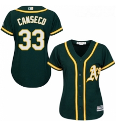 Womens Majestic Oakland Athletics 33 Jose Canseco Replica Green Alternate 1 Cool Base MLB Jersey Womens Majestic Oakland Athletics 33 Jose Canseco Replica Green Alternate 1 Cool Base MLB Jersey