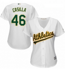 Womens Majestic Oakland Athletics 46 Santiago Casilla Authentic White Home Cool Base MLB Jersey Womens Majestic Oakland Athletics 46 Santiago Casilla Authentic White Home Cool Base MLB Jersey