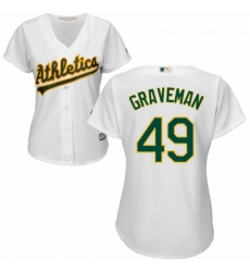 Womens Majestic Oakland Athletics 49 Kendall Graveman Authentic White Home Cool Base MLB Jersey Womens Majestic Oakland Athletics 49 Kendall Graveman Authentic White Home Cool Base MLB Jersey