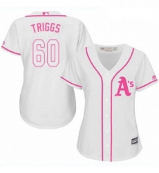 Womens Majestic Oakland Athletics 60 Andrew Triggs Authentic White Fashion Cool Base MLB Jersey Womens Majestic Oakland Athletics 60 Andrew Triggs Authentic White Fashion Cool Base MLB Jersey