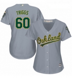 Womens Majestic Oakland Athletics 60 Andrew Triggs Replica Grey Road Cool Base MLB Jersey Womens Majestic Oakland Athletics 60 Andrew Triggs Replica Grey Road Cool Base MLB Jersey